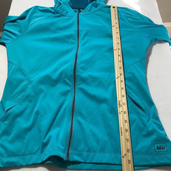 REI lightweight wicking blue M womens hoodie zippered jacket athleisure running - Picture 6 of 8